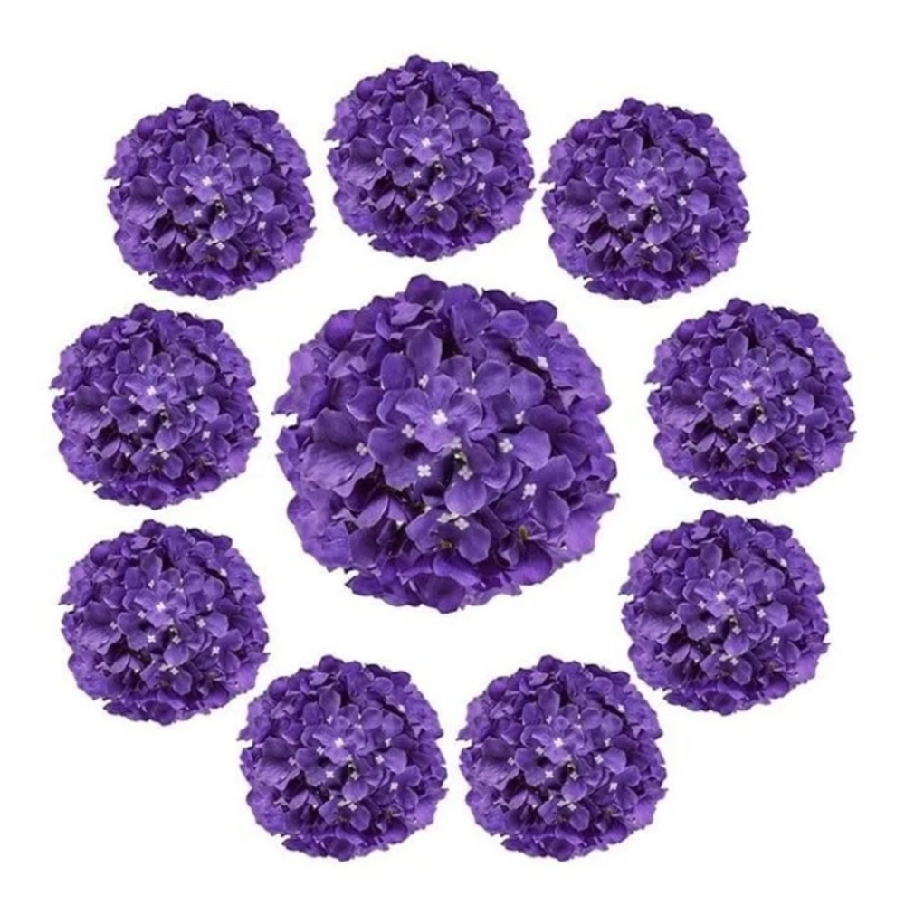 10 Pack | Dark Purple Lavender Hydrangeas Flowers Wedding Bouquet Floral - Picture 4 of 6